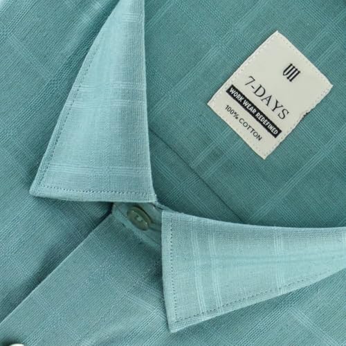 Image of 7-DAYS Men's Premium Formal Shirts - Regular Fit, Full Sleeve, 100% Pure Cotton, Self-Design, with Pocket - Stylish Office Shirts for Men