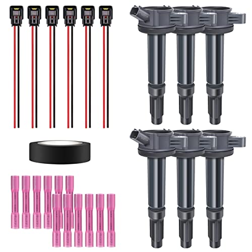 Performance Master Set Of 6 Ignition Coils & Pigtail Connector Wiring Harness Kit Compatible With Ford Escape Fusion Lincoln Zephyr Mercury Mariner V6 3.0L Uf486 Dg514 C1594 5C1651 Dg-514 #TOP22