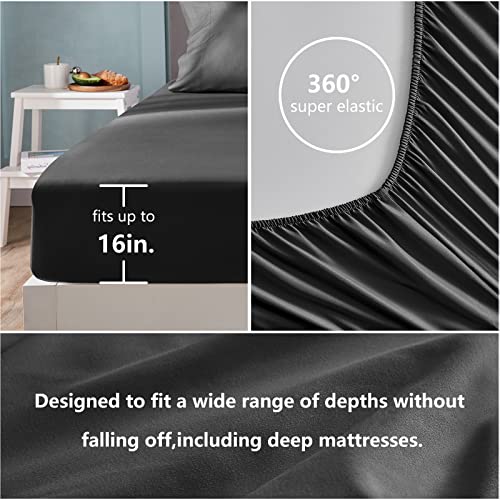 Cozylux Twin Comforter Set Black For Kids 5 Pieces Pintuck Bed In A Bag Complete Set Pinch Pleat Twin Bedding Sets With All Season Comforter, Pillow Sham, Flat Sheet, Fitted Sheet And Pillowcase #TOP3