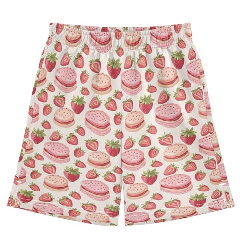 panksolu Football Strawberry Cakes Shorts for Boys Summer Athletic Outdoor Boys Shorts Size 9-10