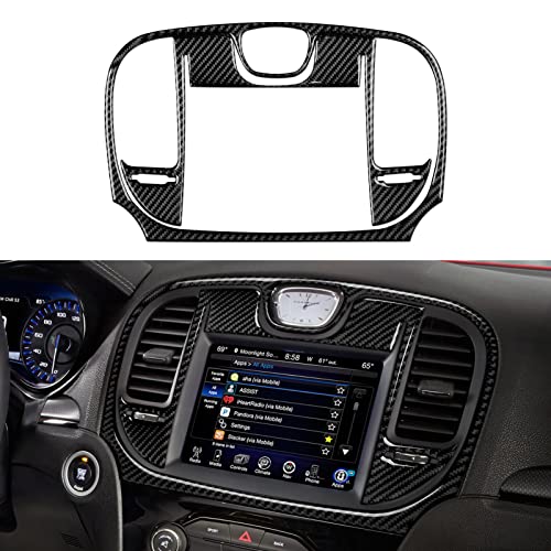 Image of Car Central Console Navigation Screen Air Outlet Vent Decals for 2015-2023 Chrysler 300 / 300C / 300S / Limited /Touring Accessories Carbon Fiber Stickers