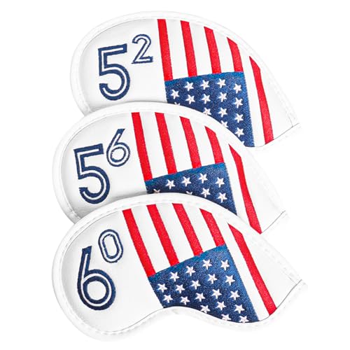 FINGER TEN Golf Iron Wedge Head Covers 52°54° 56° 60° (Mix (USA Flag))