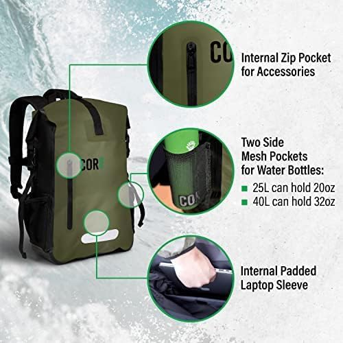 Miniatura 8 de Cor Surf Mochila resistente 100% impermeable y mochila seca para natación, canotaje o kayak, diseño enrollable con costuras soldadas sónicamente y