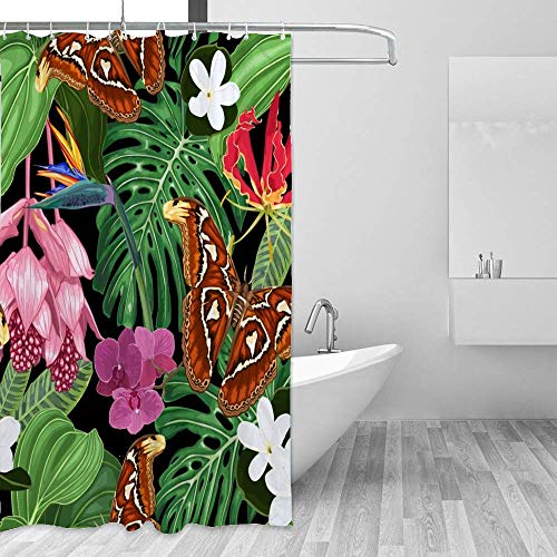 Rideau de douche de haute qualité en polyester imperméable à motif fleuri