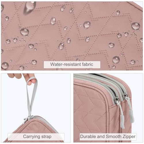 Image of FYY Electronic Organizer, Large Travel Cable Organizer Bag Pouch Electronic Accessories Carry Case Portable Waterproof Double Layers All-in-One Storage Bag for Cable, Cord, Charger, Pattern Pink