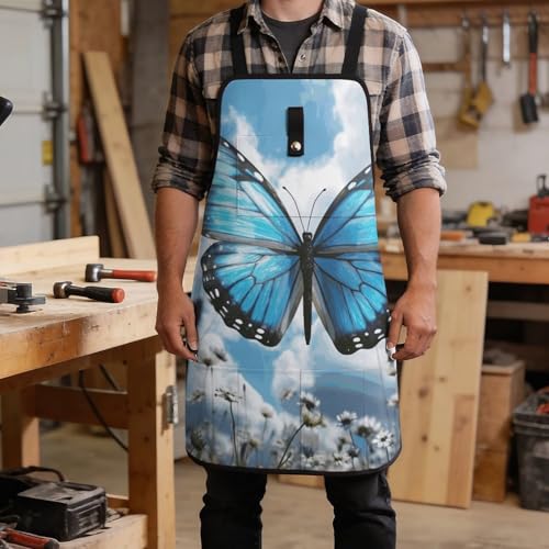 Delantal de trabajo ajustable con 8 bolsillos y diseño mariposa miniatura 5
