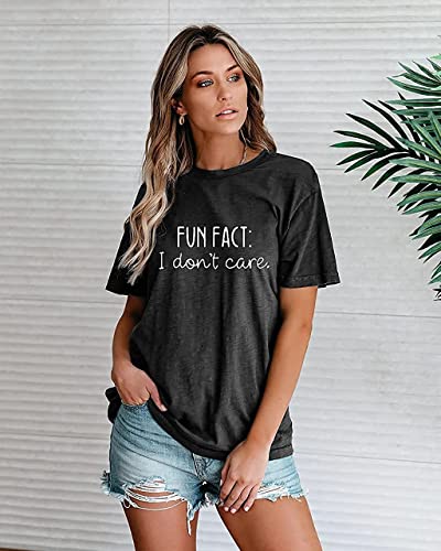 Calvin Fun Fact l Don't Care Letter Print T-Shirt for Women Funny Sayings Graphic Tees4