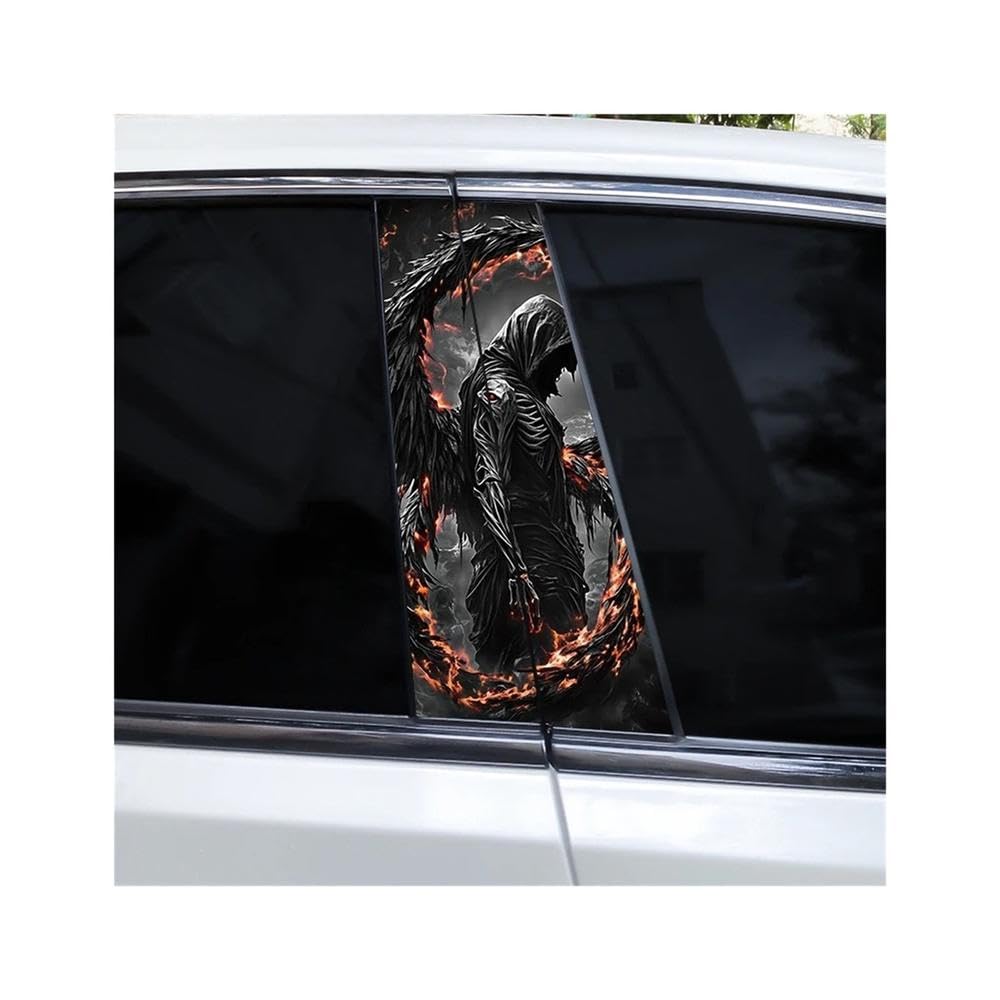 Bertdcx B 2Pcs Knight Car Window Pillar Sticker Diy Vinyl Sticker Car Door Pillar Sticker Auto Parts(B)