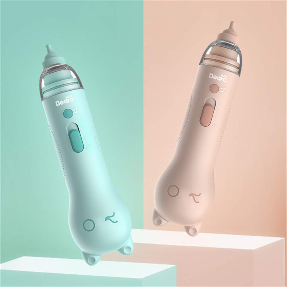 Aspirador Nasal, Portátil Aspirador Nasal Adecuados Succionar La Nariz Eléctrico para Bebé con 4 Boquillas De Succión, para Los Recién Nacidos Lactantes Y Niños Pequeños,Verde