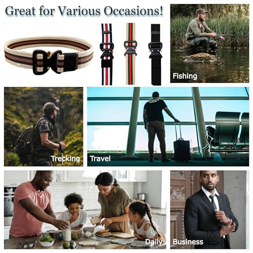 Quick Release Elastic Tactical Web Belt Key Ring Strap, Army Stretch Rigger Belt Heavy-duty Metal Buckle Work Belt4