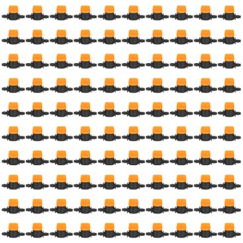 100pcs 4/7バーブバルブ灌漑ミニパイプ水バルブ庭の播種栽培用のミストチューブ