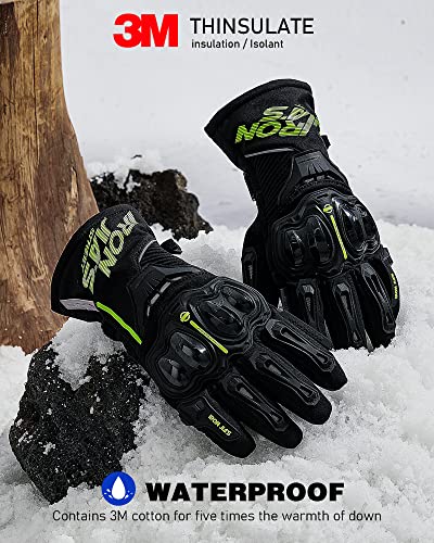 Iron Jia's Motorcycle Gloves, Winter Riding Gloves With Touchscreen, 3M Thinsulate Thermal Waterproof Windproof Gloves For Road Racing, Cycling, Ebike And Climbing #TOP3