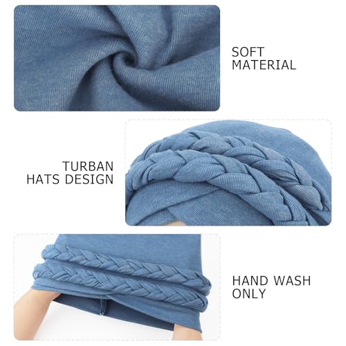 Image of DRESHOW African Women Turban Caps Cotton Beanie Twist Headscarf Pre-Tied Double Twisted Braids Wrap Hat Chemo Cancer Cap