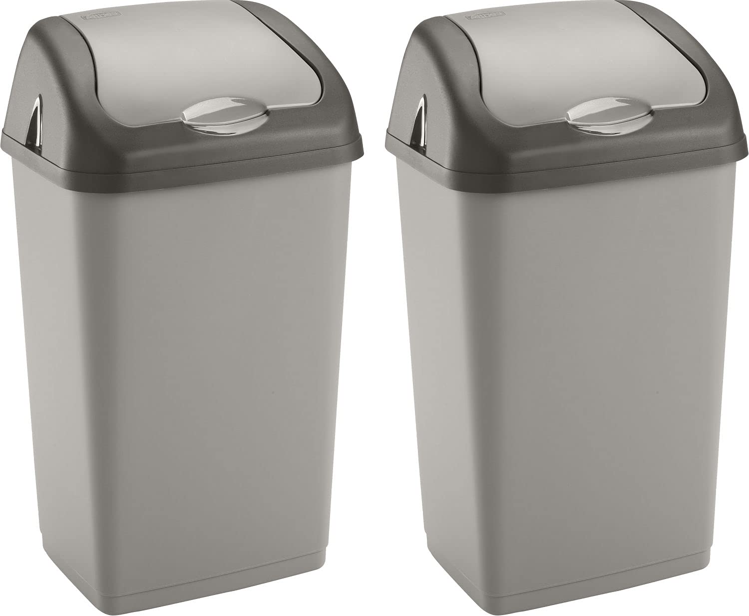Sterling Ventures 2x 60 Litres Premium Plastic Swing Bin for Home and Kitchen Rubbish Waste (Talpa)