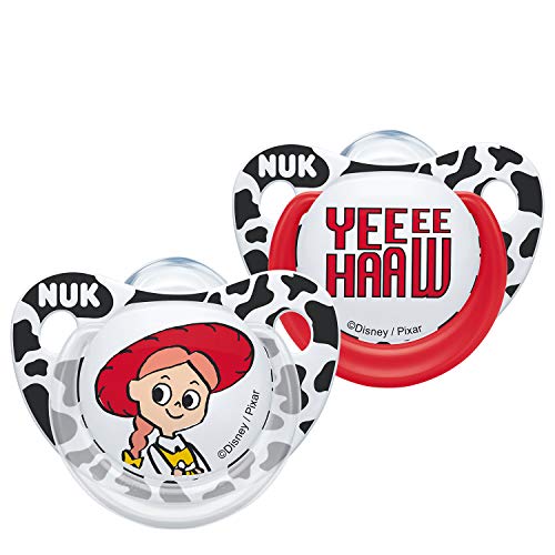 NUK Lot de 2 tétines Disney pour bébé - 0-6 mois - Sucette en silicone sans BPA - Jessie & YeeeHaaw (Toy Story)