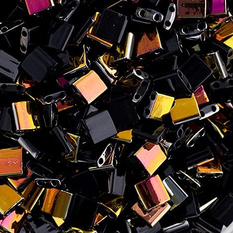 Beads 5x5mm 2 Hole TL4560V Black Opaque Marea 5.2Gms Vial of Japanese Glass Beads