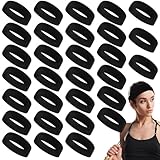 Hotop 30 Pcs Sport Headbands for Women Non Slip Stretchy Soft Fabric Elastic Sweatbands Bulk for Yoga DIY Team Gifts(Black)