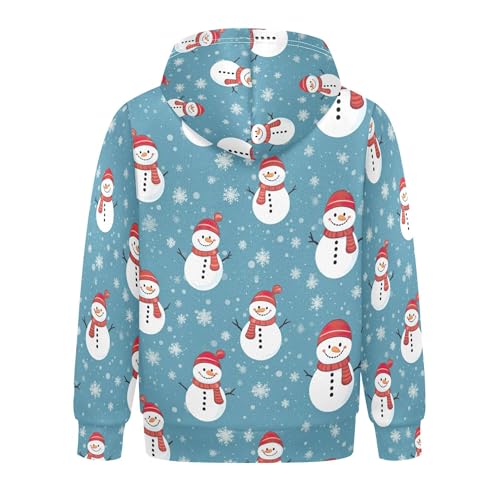 Kids Hoodies Sweaters Christmas Xmas Snowman Hooded Sweatshirts with Big Pockets for Boys Girls B04000632