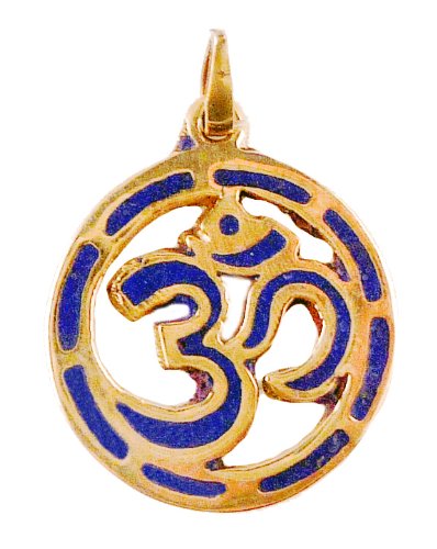 Om Keychain Charm in Circle Made in Nepal (Blue)