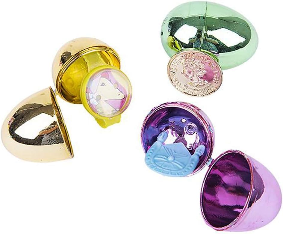 Image of The Dreidel Company PreFilled Easter Eggs Colorful Bright Plastic Easter Eggs, Perfect for Easter Egg Hunt, Surprise Egg, Easter Hunt, 2 inch Assorted Toys (48-Pack)