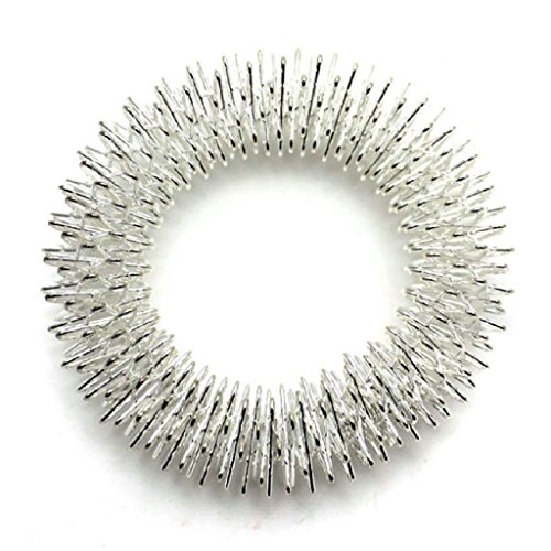 10pcs Finger Massager Rings Mini Finger Acupuncture Spring Ring Finger Circulation Rings (Silver)