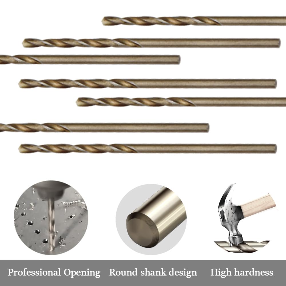 CEEYSEE 10Pcs Drill Bits 1mm HSS Cobalt Drill Bit Straight Shank Twist Drill Bits Titanium Jobber Drill Bit Sets for Stainless Steel,Aluminum - Image 3