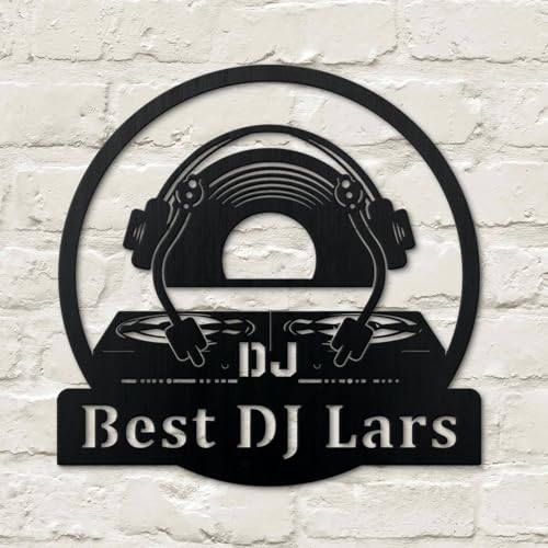 KGYMOT Cartel de metal personalizado para DJ, tocadiscos de música personalizados, DJ, arte de pared, monograma, disco, jockey, regalo, decoración de escultura