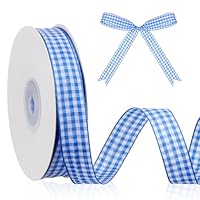 Xuniea Blau Weiß Karoband Bierfest Dekoration(16 mm x 27 m) Bierfest Style Band Geschenkband Geschenkverpackung Kariertes Band Dekoband Schleifenband Bayerisches Trachtenband(Rechteck)