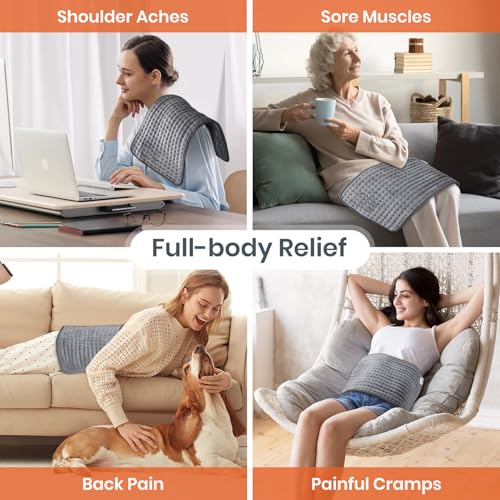Versatile Electric Heating Pad for Back Pain and Cramps - 9 Heat Settings, 4 Timers, Machine Washable, 12 x 24
