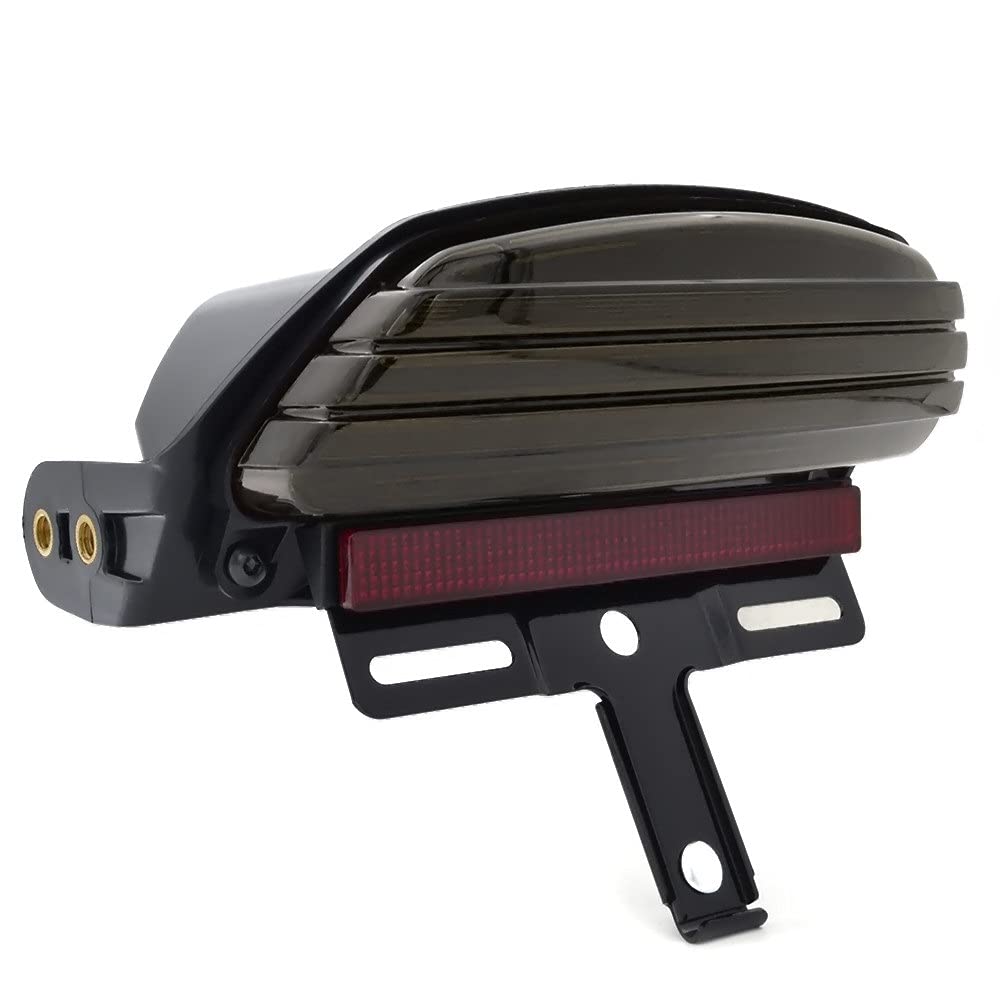 Heckleuchten Motorrad-Tri-bar-Heckfender-Rücklicht für Dyna Fat Bob Softail FXST FXSTB FXSTC FXSTS FXSB 2006 - Später (Farbe : Smoke)