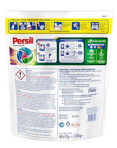 Persil Color 4-in-1 DISCS (60 washes), detergent with deep cleaning technology, colour detergent for clean wash and hygienic freshness for the machine - Image 4