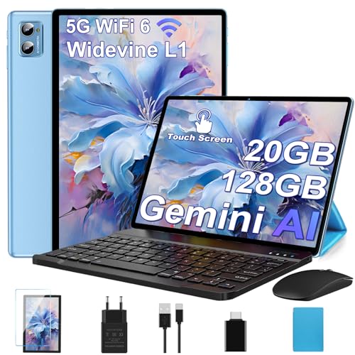 Tablette Android AI Tablette 10 Pouces avec 20Go RAM+128Go ROM(TF/2To),Octa-Core, WiFi 6, 5G+2.4G WiFi, BT 5.0, GMS Certified, Widevine L1, Tablette Tactile 2...