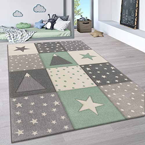 Paco Home Teppich Kinderzimmer Junge Mädchen Kinderteppich Spielteppich Kurzflor Regenbogen Modern...