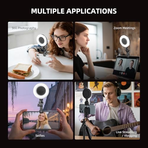 Image of Mobilife Selfie Ring Light for Tripod /Phone /Laptop LED Video Lamp with Clip Rechargeable 3 Color Dimmable Portable for Selfie Zoom Meeting Photography Vlogging