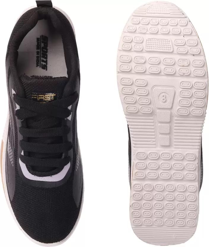 AMFEET Men's Running Sports Shoes Comfortable Sneaker Shoes for Men (Golden Black, UK Footwear Size System, Adult, Men, Numeric, Wide, 10) 4