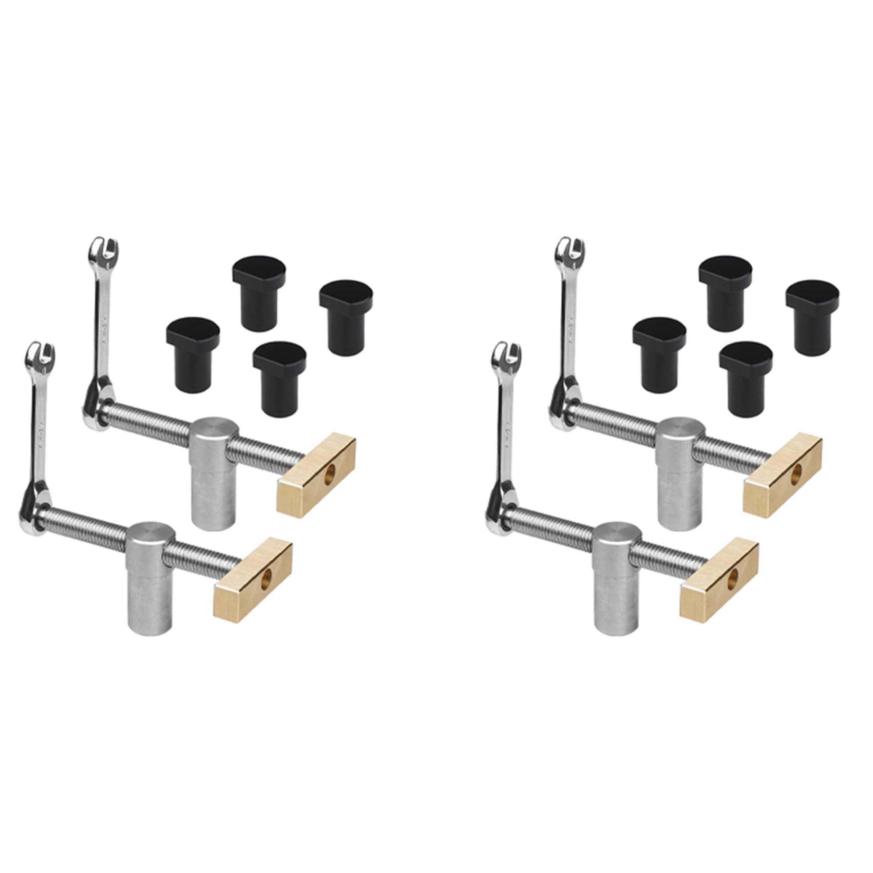 Jnchdghwa Black & Silver 4Set Woodworking Bench Dog Clamps With Bench Dog Stop Sets, Clamp Fixture Vise Joinery Carpenter Tools(20Mm) B