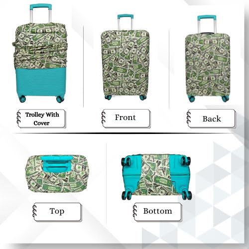 Image of Printed Luggage Cover for Traveling Bag & Suitcase - Stretchable & Scratchproof Trolley Protector with Velcro Lock & Lightweight Washable Material(Suitcase Bag Not Included, Only Cover in Product)