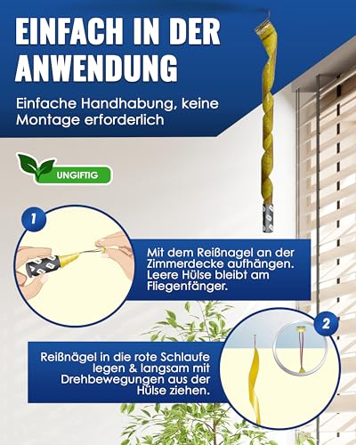 PIC Fliegenfänger 16x – Fliegenfalle Innenbereich ohne Chemie – Fliegenfänger Klebestreifen & Fliegenband – Fliegenfalle Klebefalle gegen Fliegen in der Wohnung – ohne Einsatz von Fliegenspray