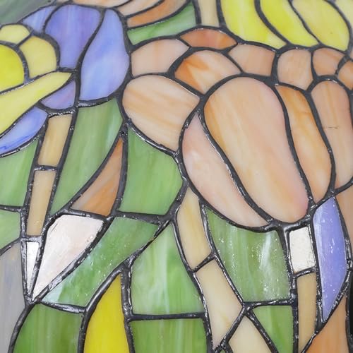 Plafonnier suspendu Tiffany 18" en vitrail artisanal et tulipes rétro