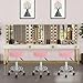 Yaheetech Rolling Stool Adjustable Spa Chair with Wheels Small Round Stool Shop Tattoo Chair, Pink