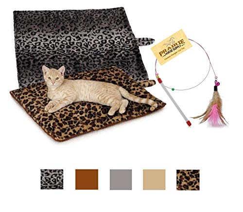 Prairie Horse Supply Quality Thermal Cat Mat and Free Cat Toy (Beige Leopard)