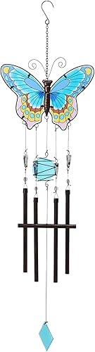 MUMTOP Campanillas de viento de mariposa para exteriores, vitrales de viento para patio, al aire libre, jardín, patio, costa, ventana, decoración