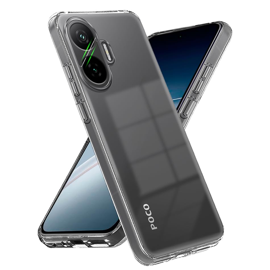 Image of Fashionury Crystal Clear Case for Poco F7 5G | Yellowing Resistance | Transparent TPU Silicone | Raised Camera Lips | Slim Transparent Cover