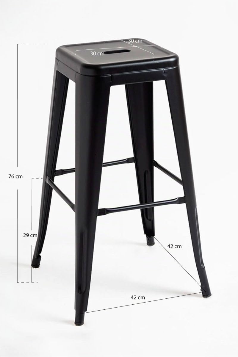 Regalos Miguel - Taburetes Altos - Taburete Torix Alto 76 cm - Negro Mate