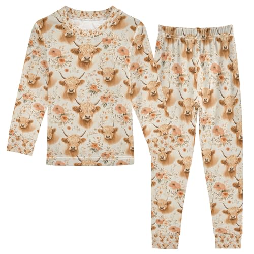 senya Cattle Flower Aa Pajamas Set Long Sleeve Soft Cotton Sleepwear 2 Piece