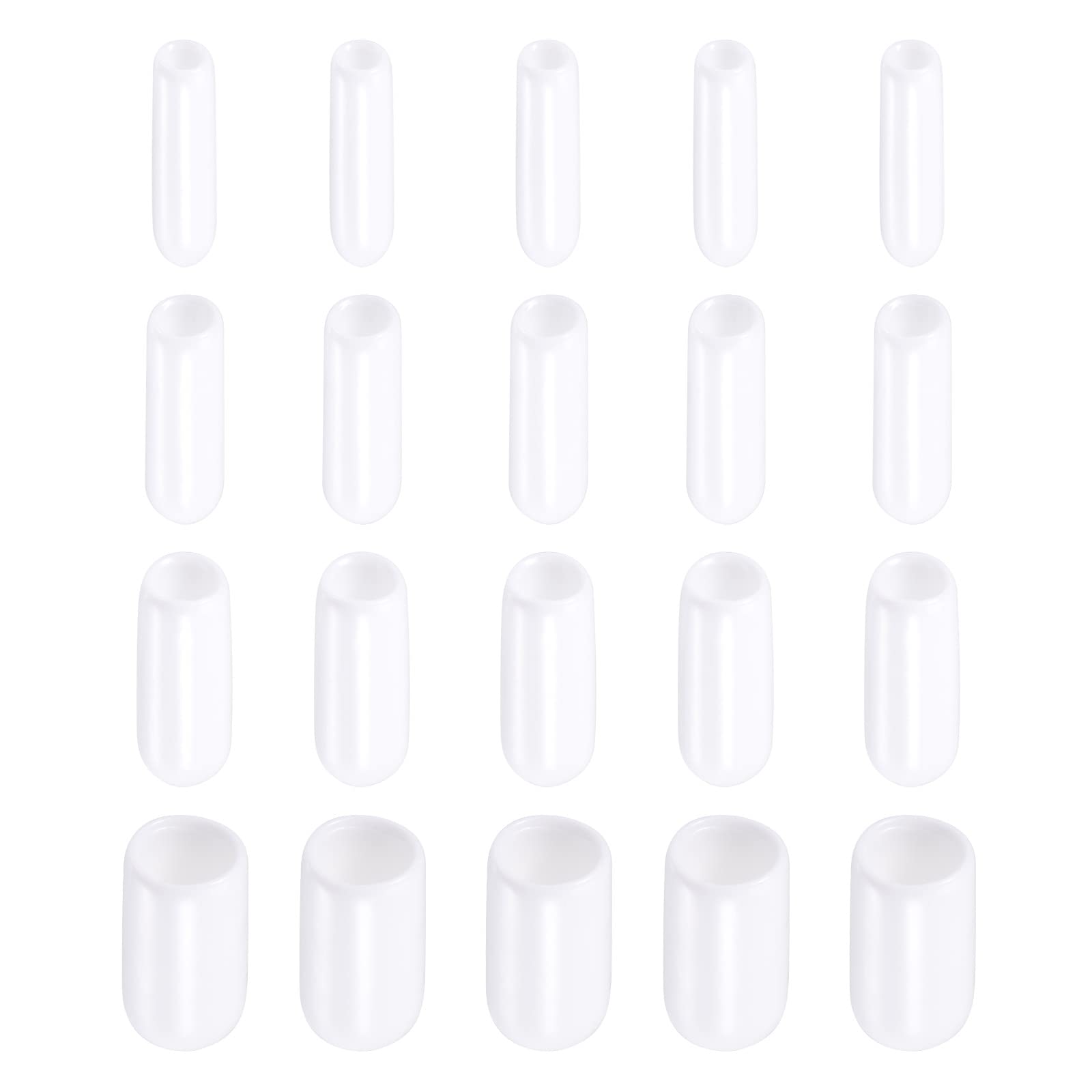 Rebower Screw Thread Protector Cover Rubber End Caps, [for Screw, Bolt, Tubing, Metal Rods] - 3/32" 1/8" 5/32" 1/4" ID/White/80 Pcs