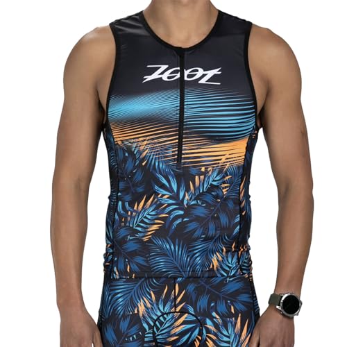 Zoot LTD - Camiseta de triatlón para hombre, camiseta de compresión para carreras de resistencia y entrenamiento, con bolsillos y tela Primo UPF 50+, Club Aloha, X-Large