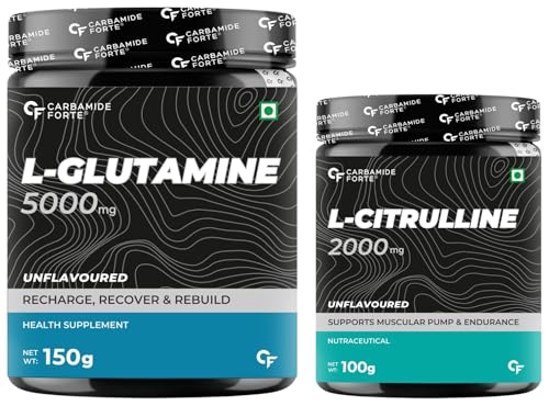Image of Carbamide Forte L Glutamine Powder 5000mg - Unflavoured - 30 SERVINGS - 150g & L Citrulline Powder 2000mg - Unflavoured - 50 SERVINGS - 100g