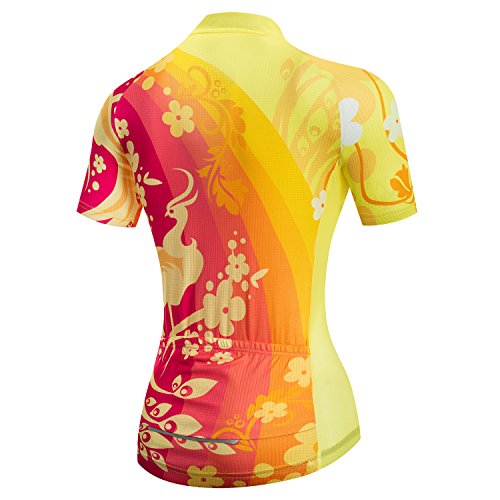 Weimostar LLL-CF2015-SJ-M Women'S Cycling Jersey Bike Shirts Short Sleeve Ladies Bicycle Clothing Mtb Cycle Jacket Yellow Red Size M thumb #2