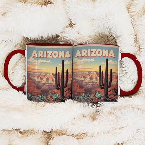 Taza de cerámica roja estilo desierto 15 oz miniatura 4